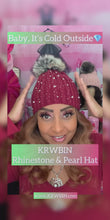 Load and play video in Gallery viewer, KRWBIN Rhinestone &amp; Pearl Faux Fur Hat
